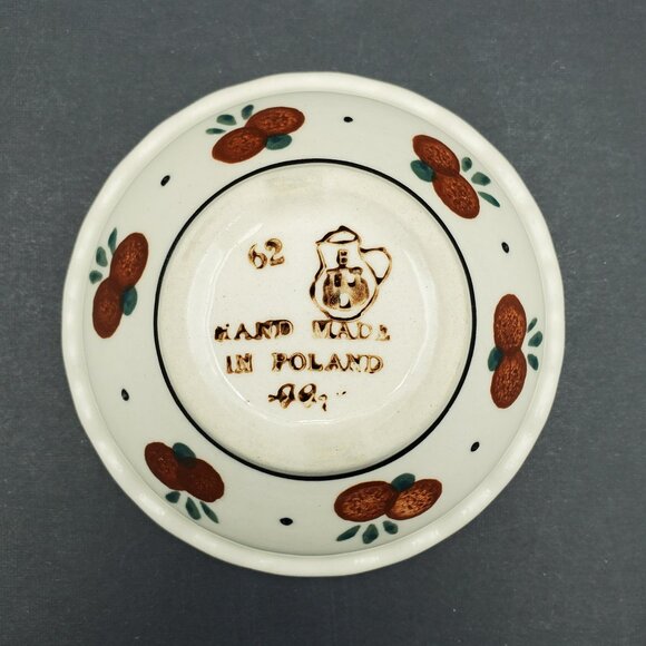 Polish Pottery Wild Cherry Condiment Bowl Sauce Dip Pinch Bowl Trinket Ring Dish - Picture 4 of 6